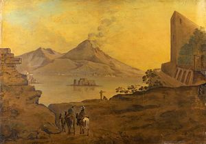 BARKER THOMAS (attribuito) GB XVIII secolo - Paesaggio lacustre con figure 1780