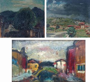 MAGGI CESARE Roma 1881 - 1961 Torino - Lotto composto da tre dipinti
