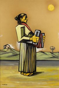 MORANDO PIETRO Alessandria 1892 - 1980 - Suonatrice di fisarmonica