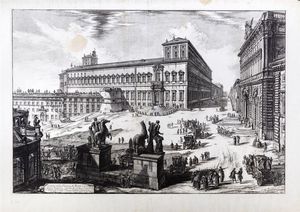 PIRANESI GIOVANNI BATTISTA Mogliano (VE) 1720 - 1778 Roma - Veduta di Piazza Monte Cavallo