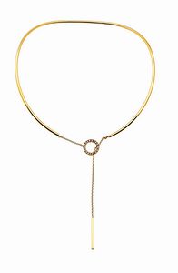 GIROCOLLO - Peso gr 17 2 rigido  in oro rosa  al centro frangia con inserto rotondo in diamanti taglio brillante per totali  [..]