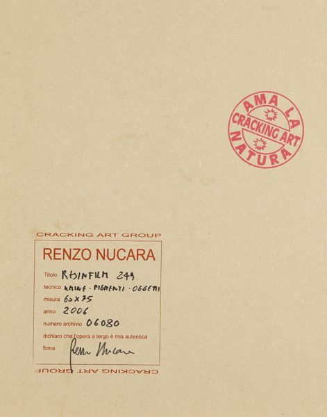 NUCARA RENZO (n. 1955) : Resinfilm 249.  - Asta ASTA 274 - ARTE MODERNA (online) - Associazione Nazionale - Case d'Asta italiane