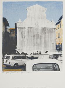 CHRISTO' (n. 1935) & JEANNE-CLAUDE (1935 - 2009) - Wrapped Fountain, Spoleto, Italy, 1968.