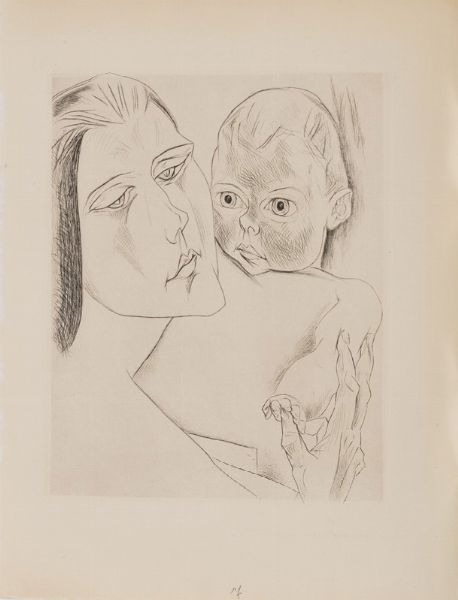 Heinrich Nauen : Madre con bambino  - Asta Libri, Autografi e Stampe - Associazione Nazionale - Case d'Asta italiane