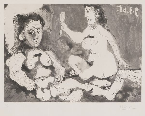 Pablo Picasso : Femmes nues au miroir  - Asta Libri, Autografi e Stampe - Associazione Nazionale - Case d'Asta italiane