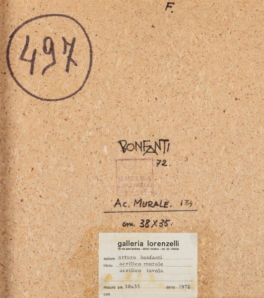Bonfanti Arturo : Acrilico Murale 139, 1972  - Asta Arte Moderna e Contemporanea - Associazione Nazionale - Case d'Asta italiane