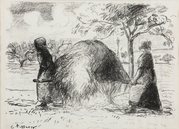 Pissarro Camille : Femmes portant du foin sur une civiere, 1874  - Asta Arte Moderna e Contemporanea - Associazione Nazionale - Case d'Asta italiane