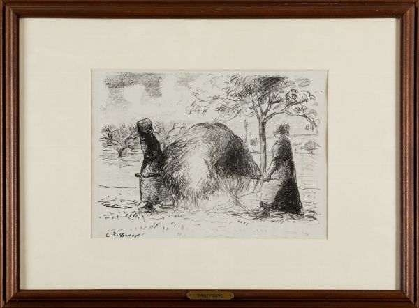Pissarro Camille : Femmes portant du foin sur une civiere, 1874  - Asta Arte Moderna e Contemporanea - Associazione Nazionale - Case d'Asta italiane
