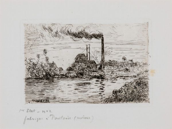 Pissarro Camille : Fabrique a Pontoise, 1874  - Asta Arte Moderna e Contemporanea - Associazione Nazionale - Case d'Asta italiane