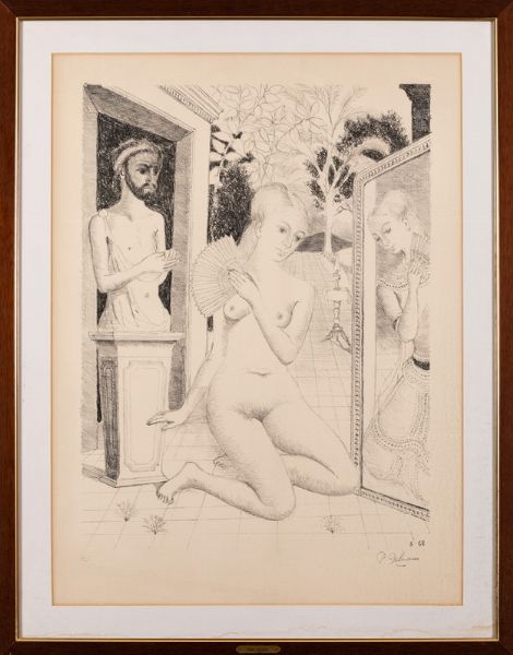 Delvaux Paul : L'eventail, 1968  - Asta Arte Moderna e Contemporanea - Associazione Nazionale - Case d'Asta italiane