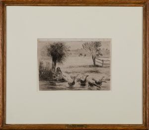 Pissarro Camille : Gardeuse d'Oies, 1888  - Asta Arte Moderna e Contemporanea - Associazione Nazionale - Case d'Asta italiane