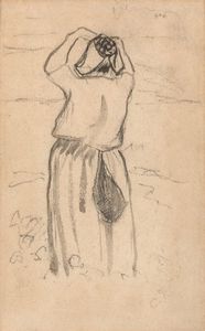 Pissarro Camille : Paysanne de dos, 1885-1890 ca  - Asta Arte Moderna e Contemporanea - Associazione Nazionale - Case d'Asta italiane