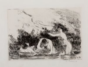 Pissarro Camille : Baigneuses a l'ombre des berges boisèes, 1895  - Asta Arte Moderna e Contemporanea - Associazione Nazionale - Case d'Asta italiane