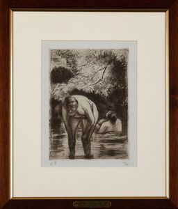 Pissarro Camille : Les deux baigneuses, 1895  - Asta Arte Moderna e Contemporanea - Associazione Nazionale - Case d'Asta italiane