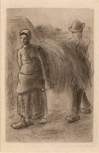 Pissarro Camille - Figura femminile e figura maschile con fieno