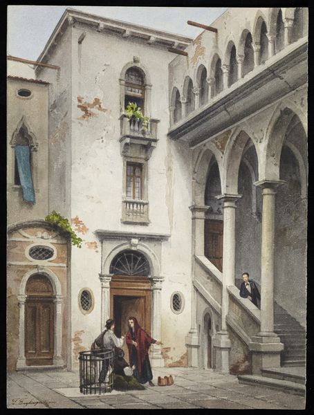 TAGLIAPIETRA TRANQUILLO (1867 - 1906) : Interno di Palazzo da Mula con figure.  - Asta ASTA 277 - ARTE ANTICA E DEL XIX SECOLO - Associazione Nazionale - Case d'Asta italiane