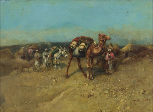 PELLICCIOTTI TITO (1871 - 1950) : Paesaggio con cammelli.  - Asta ASTA 277 - ARTE ANTICA E DEL XIX SECOLO - Associazione Nazionale - Case d'Asta italiane