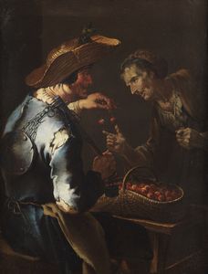 TODESCHINI GIACOMO FRANCESCO DETTO CIPPER  (1664 - 1736) - Il venditore di ciliege.