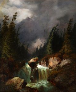 RENICA GIOVANNI (1808 - 1884) - Paesaggio montano.