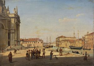 VERVLOET FRANS (1795 - 1872) - Veduta di Venezia, Chiesa della Salute.