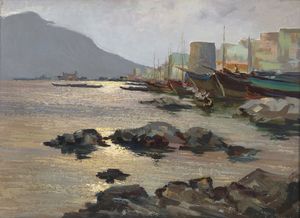 VERNI ARTURO (1891 - 1960) - Porto di Paderno.