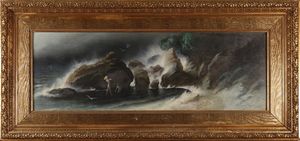 DIEFENBACH KARL WIHELM (1851 - 1913) - Paesaggio marino con figure.