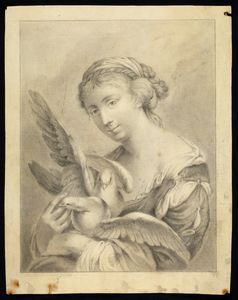 ARTISTA NEOCLASSICO - Donna con colombe.