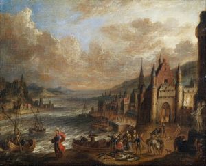 VAN DEN VELDE PETER (1634 - 1707) - Pesca miracolosa.