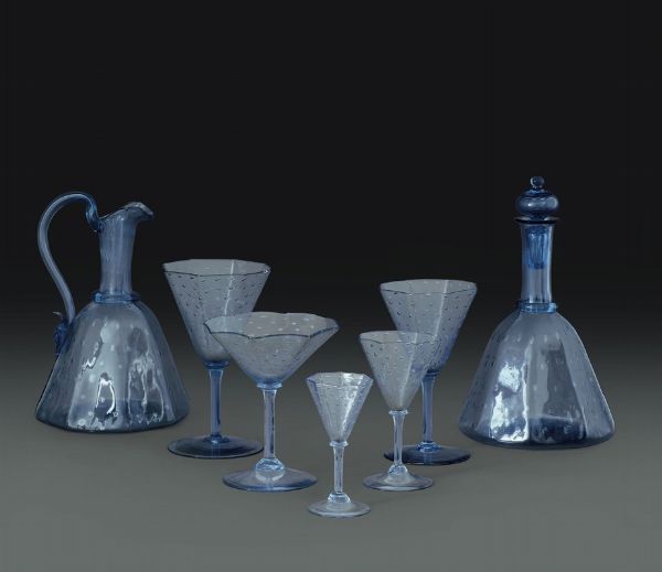 Servizio di bicchieri Murano, probabilmente Venini, 1925 circa  - Asta L'Art de la Table - Associazione Nazionale - Case d'Asta italiane