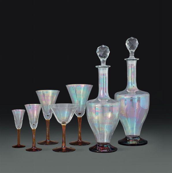 Servizio di bicchieri  Probabilmente Murano, met del XX secolo  - Asta L'Art de la Table - Associazione Nazionale - Case d'Asta italiane