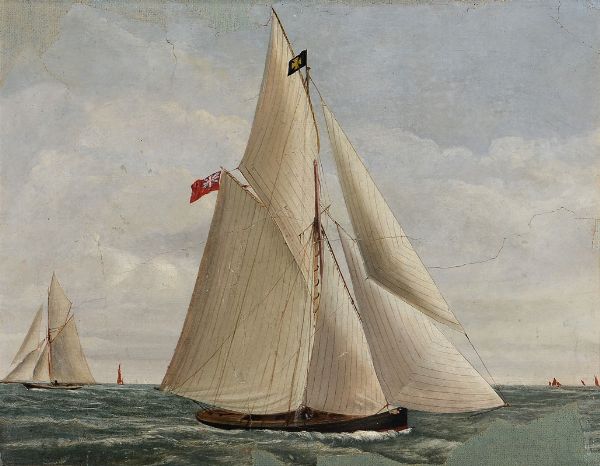 Veliero inglese in navigazione, fine XIX secolo  - Asta Arte Marinara - Associazione Nazionale - Case d'Asta italiane