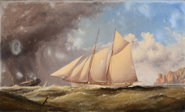 Goletta a gabbiola inglese in navigazione, 1881  - Asta Arte Marinara - Associazione Nazionale - Case d'Asta italiane