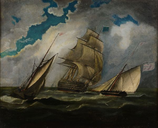 Velieri in navigazione, anni trenta del XIX secolo  - Asta Arte Marinara - Associazione Nazionale - Case d'Asta italiane
