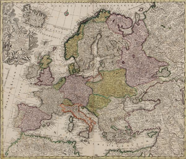 Cartina dell'Europa  - Asta Arte Marinara - Associazione Nazionale - Case d'Asta italiane
