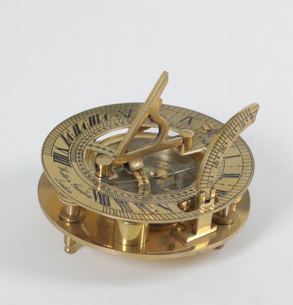 Bussola e orologio solare in ottone, XX secolo  - Asta Arte Marinara - Associazione Nazionale - Case d'Asta italiane