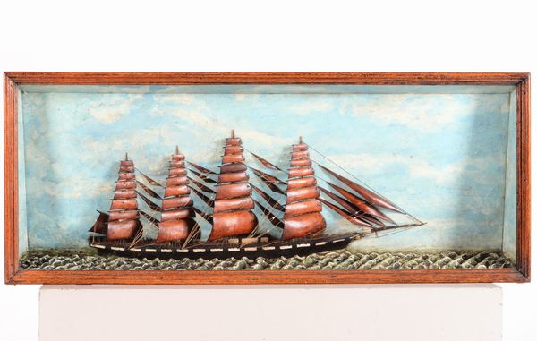 Diorama raffigurante veliero in navigazione, Italia XX secolo  - Asta Arte Marinara - Associazione Nazionale - Case d'Asta italiane