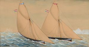 Proti Giuseppe - Yacht in navigazione (Allegoria del matrimonio di Virginia e Giuseppe Jerschau) 1898