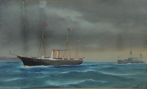 De Simone Antonio - Ritratto dello Royal Yacht Victoria and Albert in navigazione sotto scorta