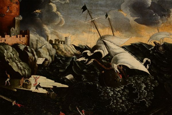 Mare in tempesta con naufragio  - Asta Dipinti Antichi - Associazione Nazionale - Case d'Asta italiane