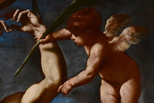 Cantarini Simone : San Sebastiano e un angelo  - Asta Dipinti Antichi - Associazione Nazionale - Case d'Asta italiane