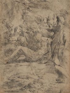 Mazzola detto il Parmigianino Girolamo Francesco : La deposizione di Cristo; 1524-1527 c., prima versione  - Asta Dipinti Antichi - Associazione Nazionale - Case d'Asta italiane