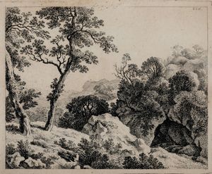 Rechberger Franz - Paesaggio con alberi e rocce