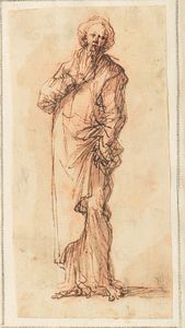Rosa Salvator : Figura maschile stante con capo adornato da turbante  - Asta Dipinti Antichi - Associazione Nazionale - Case d'Asta italiane