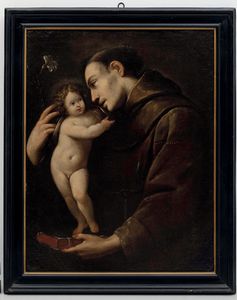Gherardini Melchiorre : SantAntonio da Padova con il Bambino  - Asta Dipinti Antichi - Associazione Nazionale - Case d'Asta italiane