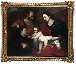 De Ferrari Orazio : Sacra famiglia con San Domenico di Guzman  - Asta Dipinti Antichi - Associazione Nazionale - Case d'Asta italiane