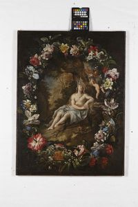 Vaccaro Nicola : Maddalena penitente entro ghirlanda di fiori  - Asta Dipinti Antichi - Associazione Nazionale - Case d'Asta italiane