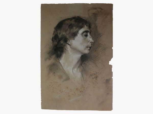 Due studi per ritratto femminile  - Asta House Sale: Arredi e dipinti da Villa Il roseto a San Domenico (FI) - II - Associazione Nazionale - Case d'Asta italiane