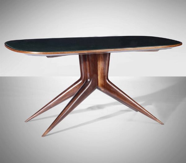 Tavolo con struttura in legno e piano in vetro.  - Asta Design Lab - Associazione Nazionale - Case d'Asta italiane