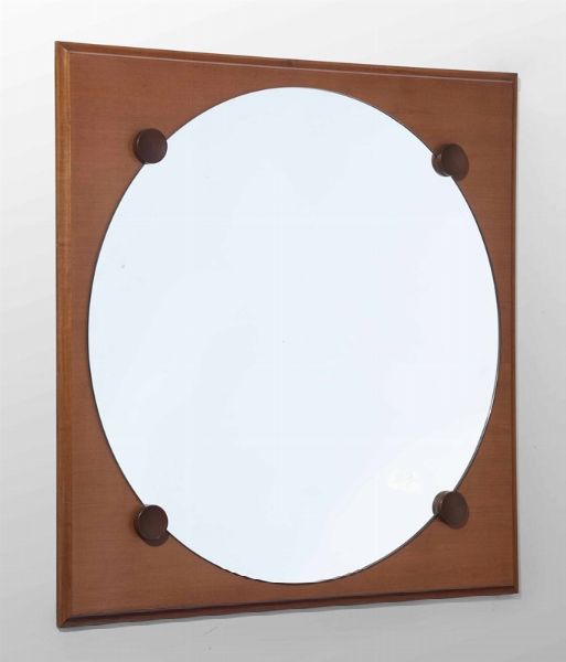 Specchio con struttura in legno e dettagli in metallo.  - Asta Design Lab - Associazione Nazionale - Case d'Asta italiane