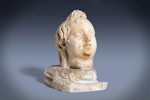 Antica testa di fanciullo in marmo  - Asta Incanti d'Arte - Associazione Nazionale - Case d'Asta italiane
